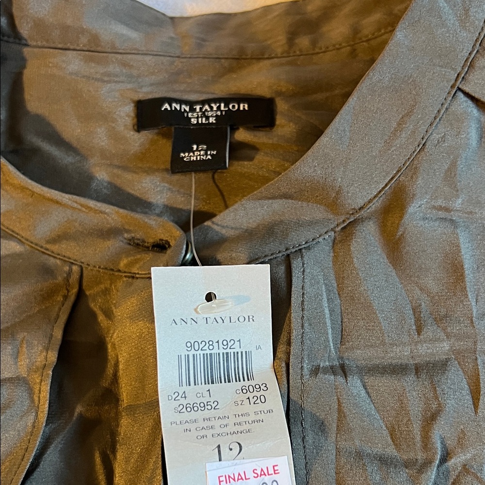 Ann Taylor Military GreenSilk Blouse